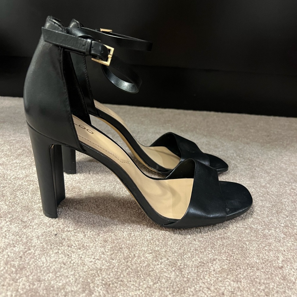 Aldo Black Ankle Strap Heels